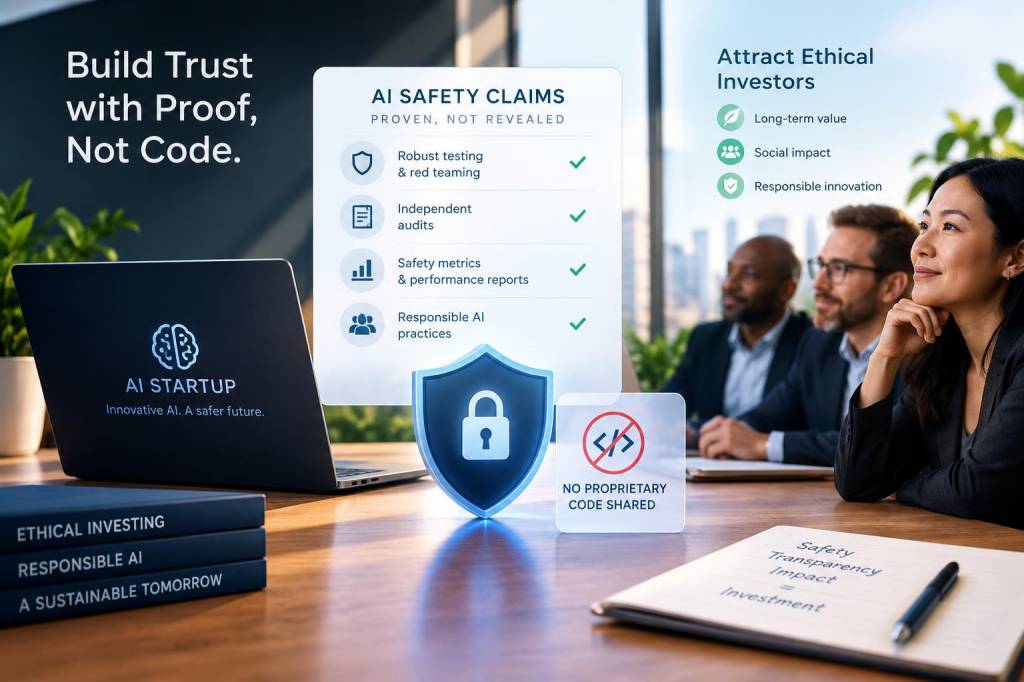 how should startups prove their ai safety claims to attract ethical investors without leaking proprietary code